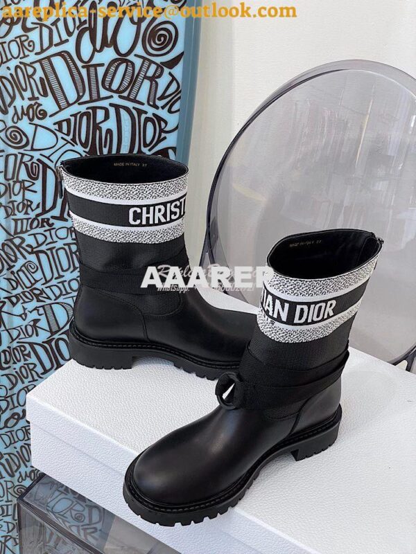 Replica Dior D-Major Ankle Boot White and Black Technical Fabric and B 10