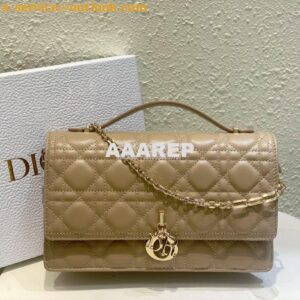 Replica Dior Miss Dior Top Handle Bag Cannage Lambskin M0997 Biscuit 2