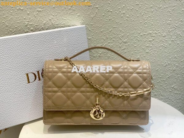 Replica Dior Miss Dior Top Handle Bag Cannage Lambskin M0997 Biscuit 4