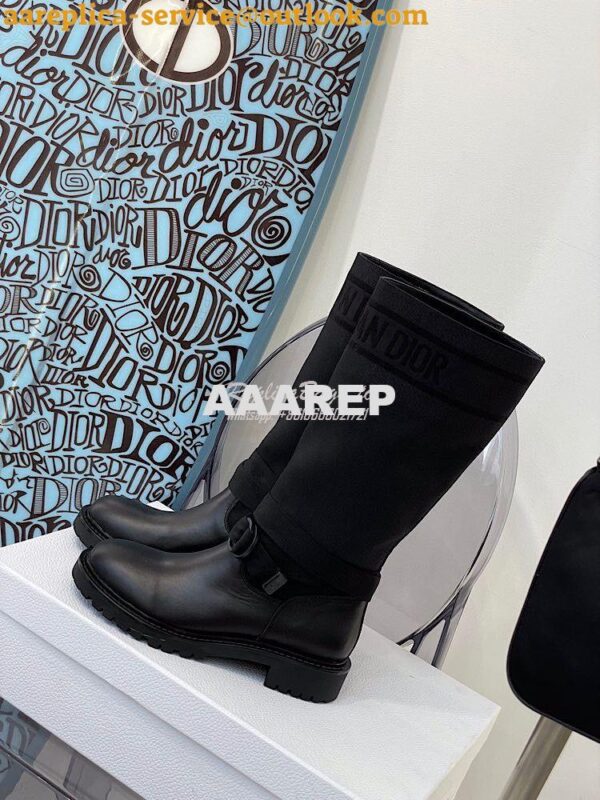 Replica Dior D-Major Ankle Long Boot Black Technical Fabric and Black 4