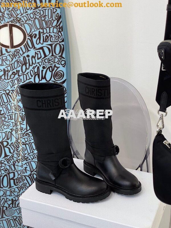 Replica Dior D-Major Ankle Long Boot Black Technical Fabric and Black 5