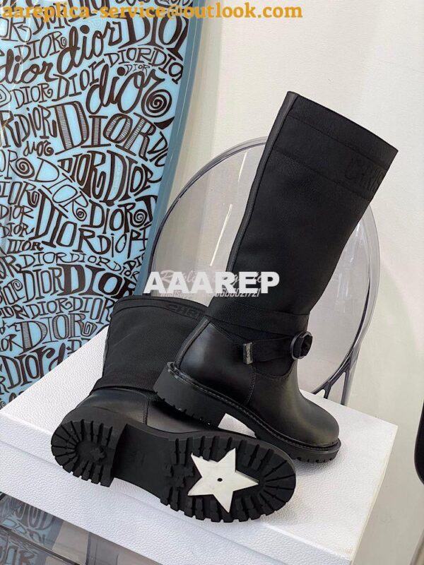 Replica Dior D-Major Ankle Long Boot Black Technical Fabric and Black 10