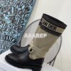 Replica Dior D-Major Boot Black Calfskin with Grey Cannage Tweed KDI98 2