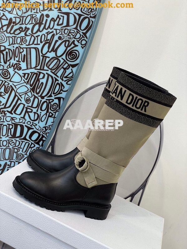 Replica Dior D-Major Ankle Long Boot Taupe and Black Technical Fabric 3