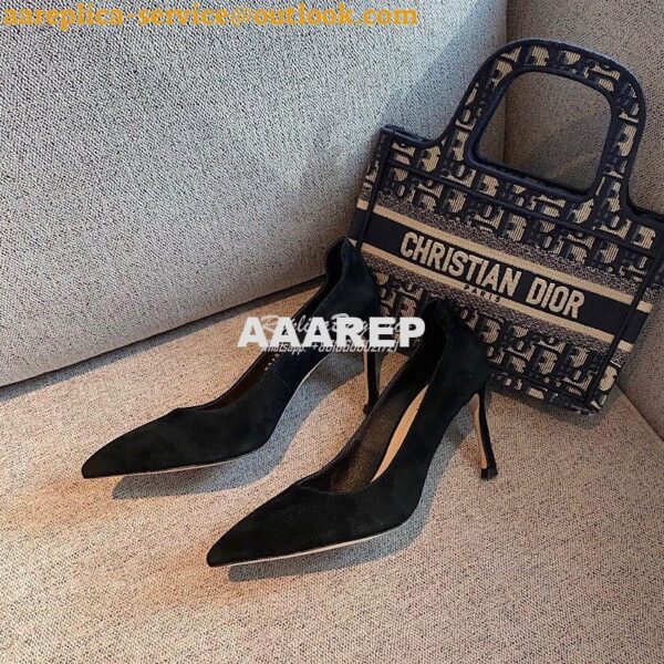 Replica Dior D-Moi Pump Black Suede Lambskin KDP487 5