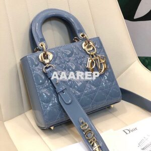 Replica Dior My ABCdior Lady Dior Bag in Patent Calfskin M0538 Ash Blu 2