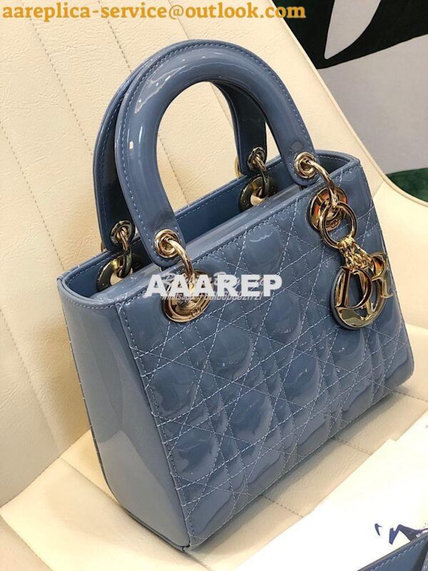 Replica Dior My ABCdior Lady Dior Bag in Patent Calfskin M0538 Ash Blu 6