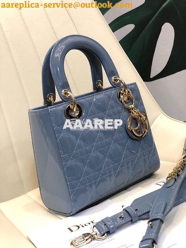 Replica Dior My ABCdior Lady Dior Bag in Patent Calfskin M0538 Ash Blu 7