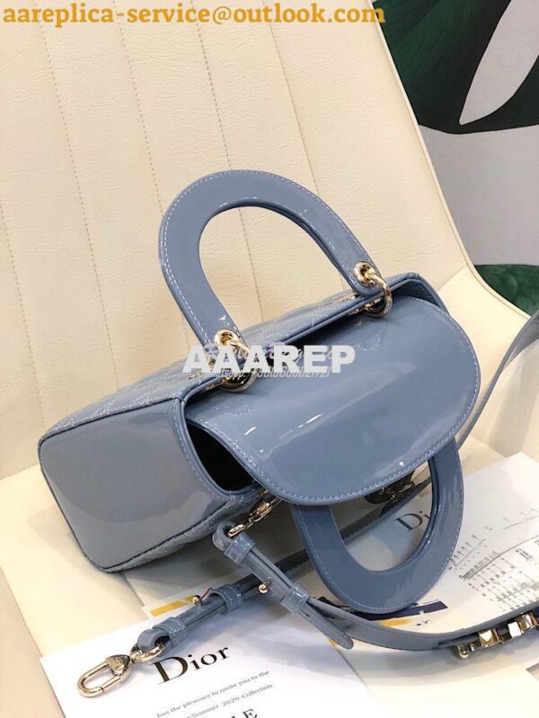 Replica Dior My ABCdior Lady Dior Bag in Patent Calfskin M0538 Ash Blu 10