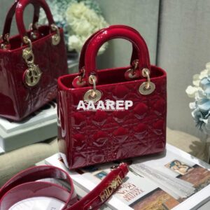 Replica Dior My ABCdior Lady Dior Bag in Patent Calfskin M0538 Cherry 2