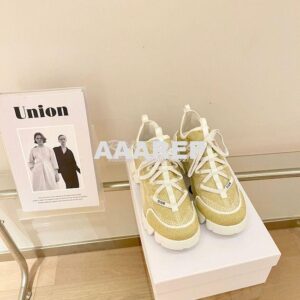 Replica Dior D-Connect Mesh Sneaker In Gold Textile KCK222