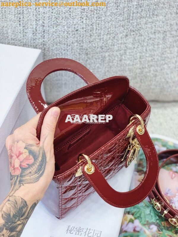 Replica Dior My ABCdior Lady Dior Bag in Patent Calfskin M0538 Claret 12