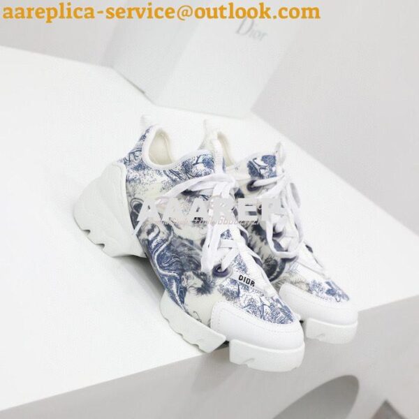 Replica Dior D-Connect Sneaker Deep Blue Toile de Jouy Technical Fabri 4