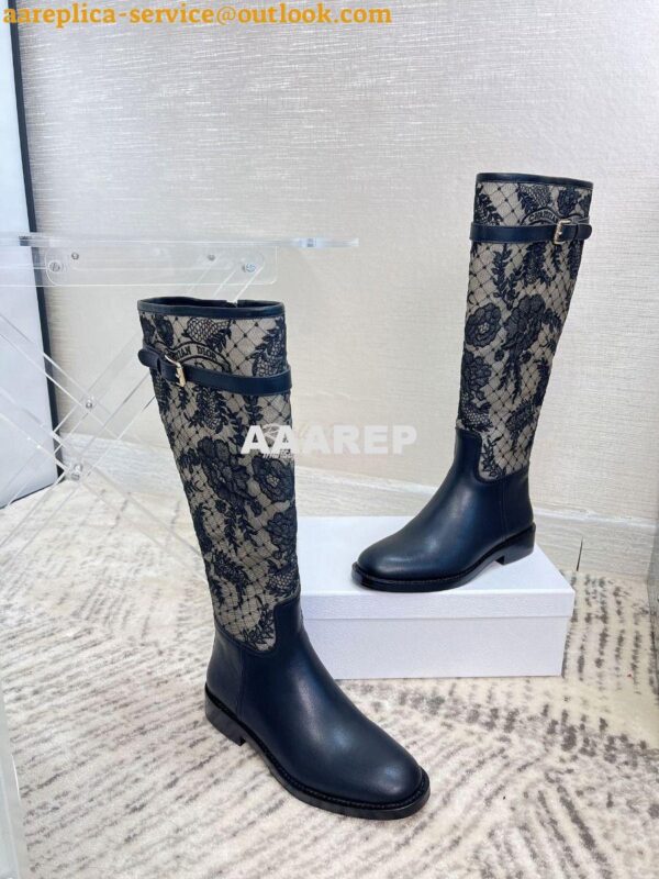 Replica Dior Boots Transparent Mesh and Suede Calfskin Embroidered wit 4