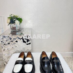 Replica Dior Boy Loafer Black White Brushed Calfskin KDB759