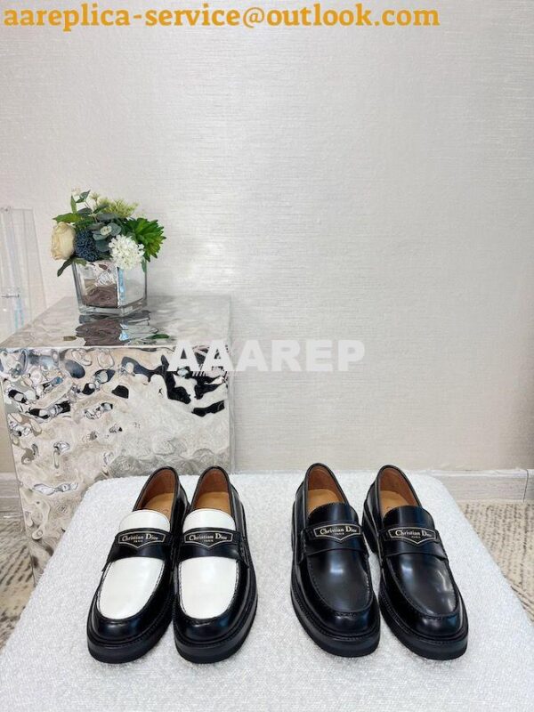 Replica Dior Boy Loafer Black White Brushed Calfskin KDB759 3