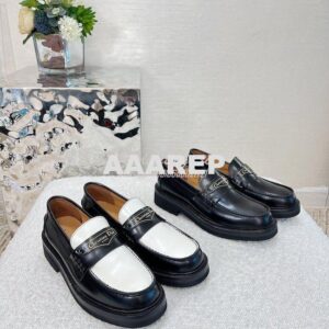 Replica Dior Boy Loafer Black White Brushed Calfskin KDB759 2