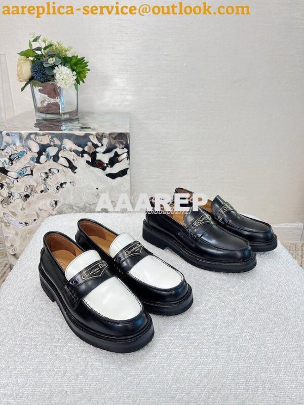 Replica Dior Boy Loafer Black White Brushed Calfskin KDB759 4