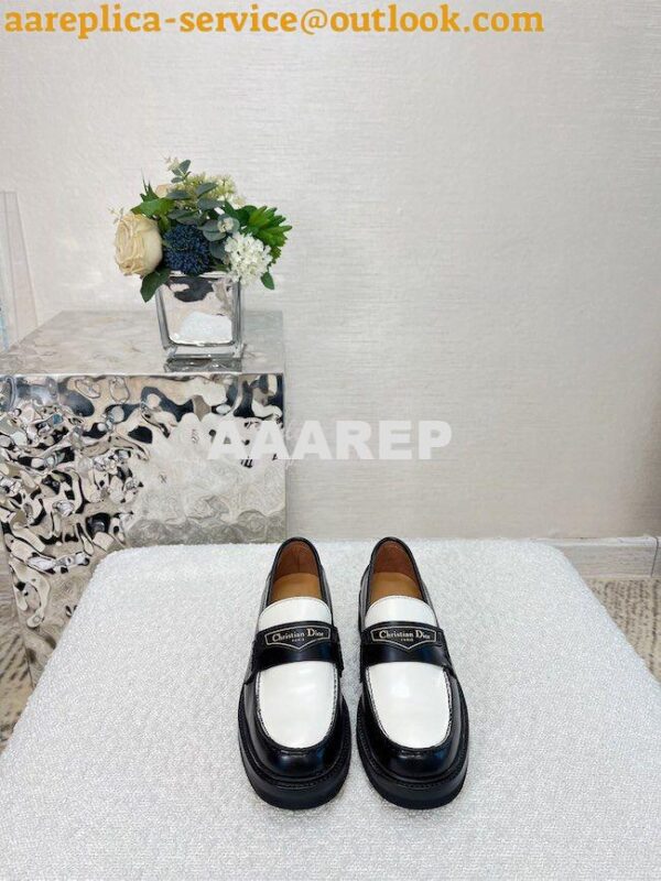 Replica Dior Boy Loafer Black White Brushed Calfskin KDB759 5