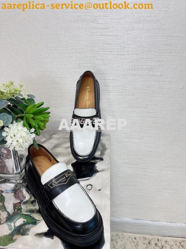 Replica Dior Boy Loafer Black White Brushed Calfskin KDB759 6