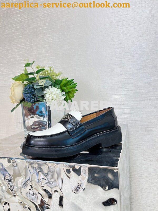 Replica Dior Boy Loafer Black White Brushed Calfskin KDB759 7