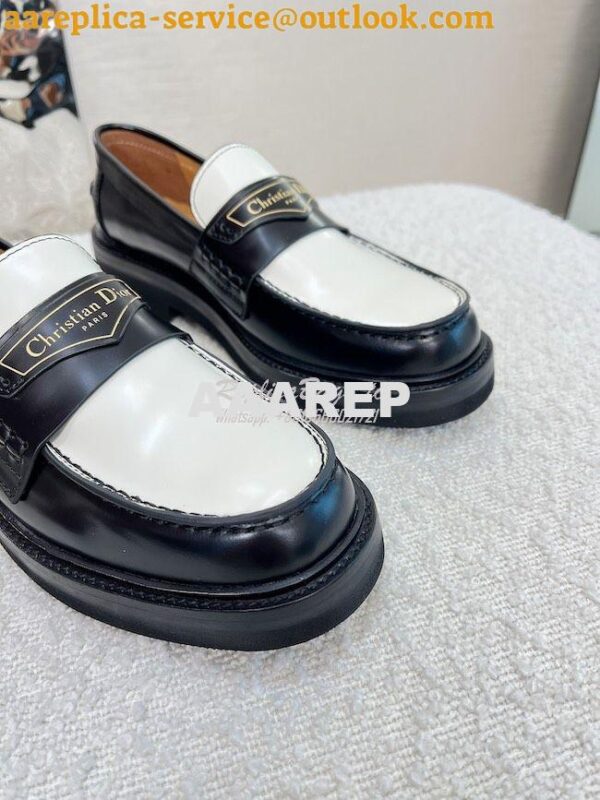 Replica Dior Boy Loafer Black White Brushed Calfskin KDB759 8