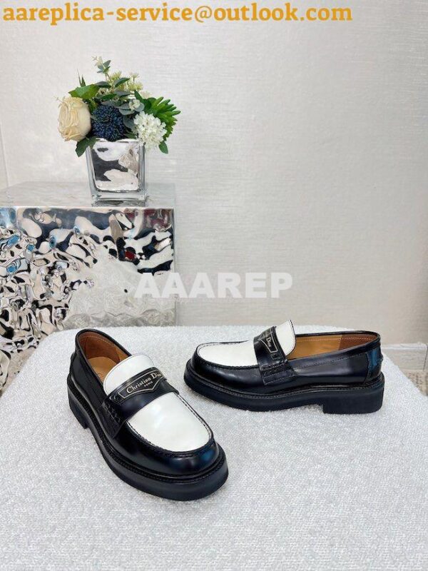 Replica Dior Boy Loafer Black White Brushed Calfskin KDB759 9