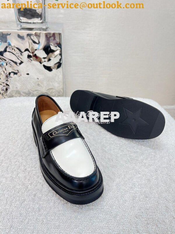 Replica Dior Boy Loafer Black White Brushed Calfskin KDB759 11