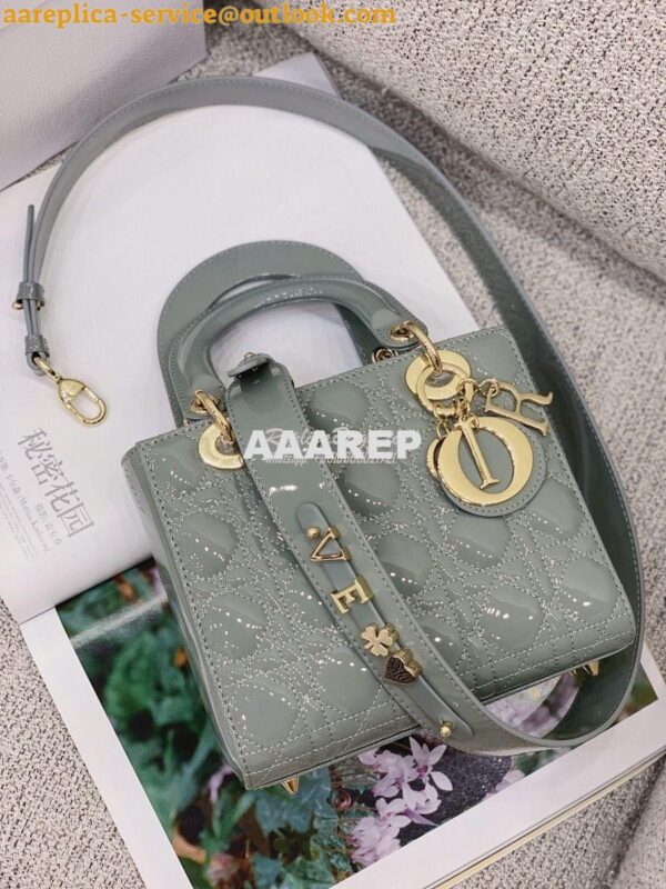 Replica Dior My ABCdior Lady Dior Bag in Patent Calfskin M0538 Stone G 5