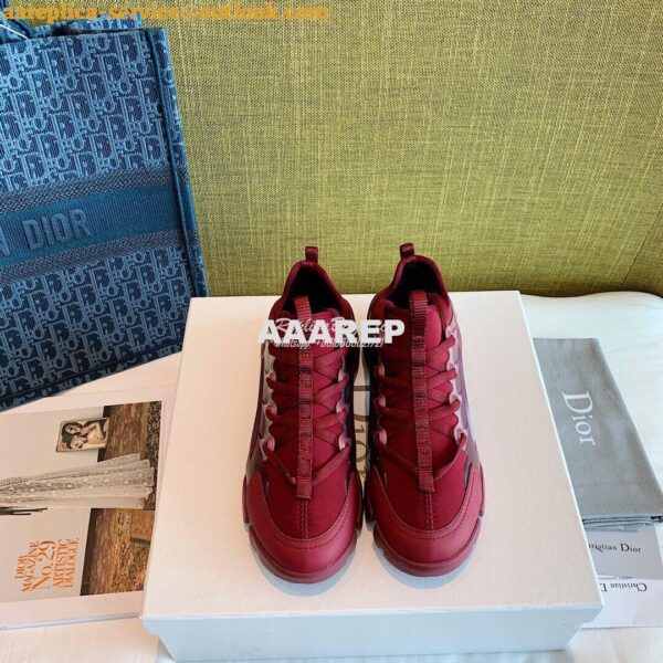 Replica Dior D-Connect Sneaker Technical Fabric Burgundy 4