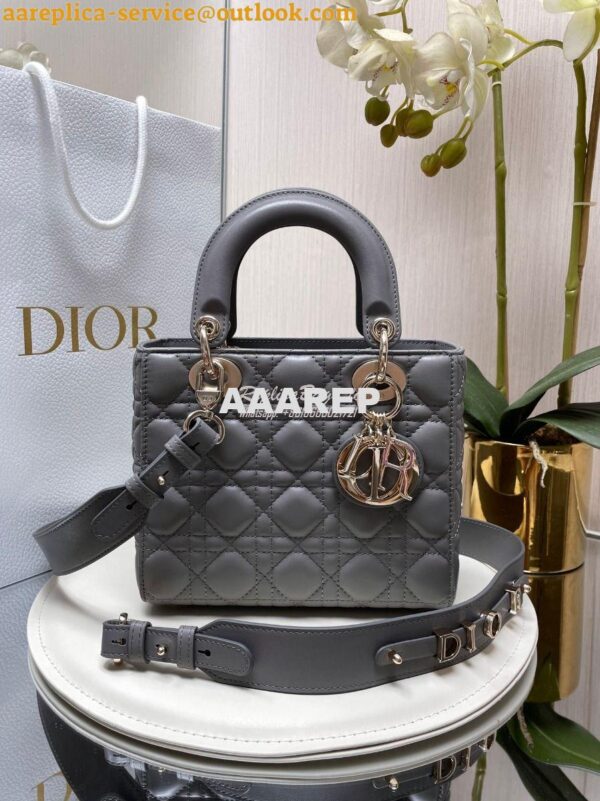 Replica Dior My ABCdior Lady Dior Bag Lambskin M0538 Gray 4