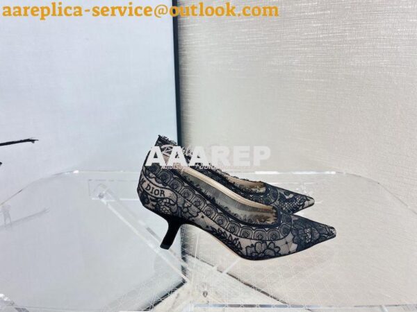 Replica Dior Capture Pump Black Transparent Mesh Embroidered with Dior 3