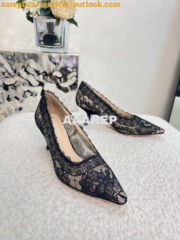 Replica Dior Capture Pump Black Transparent Mesh Embroidered with Dior 5