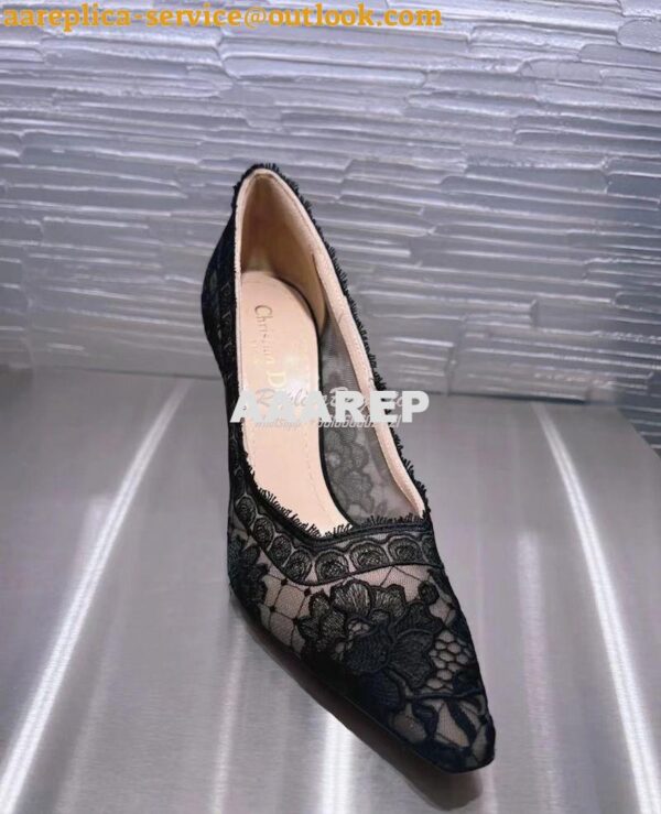 Replica Dior Capture Pump Black Transparent Mesh Embroidered with Dior 16