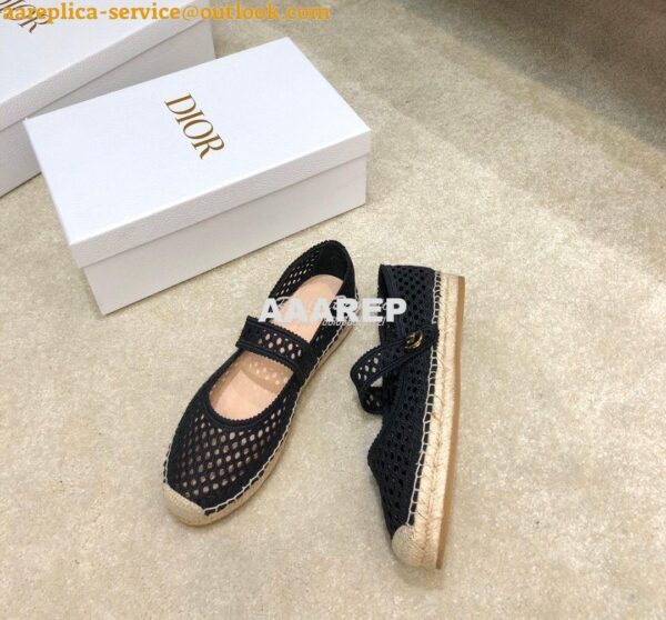 Replica Dior Caro Espadrille Ballerina Flat Black Mesh Embroidery KCB6 4