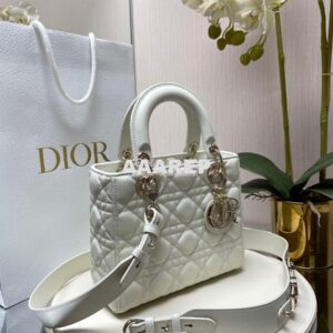 Replica Dior My ABCdior Lady Dior Bag Lambskin M0538 White 2