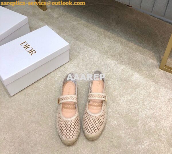 Replica Dior Caro Espadrille Ballerina Flat Cream Mesh Embroidery KCB6 4