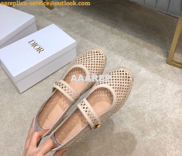 Replica Dior Caro Espadrille Ballerina Flat Cream Mesh Embroidery KCB6 7