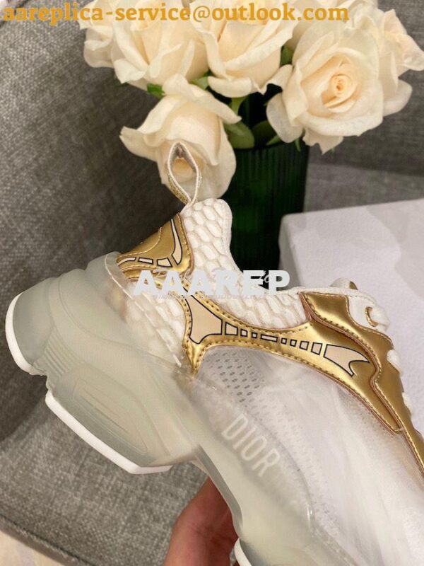 Replica Dior Vibe Sneaker White Mesh and Gold-Tone Leather KCK337 9