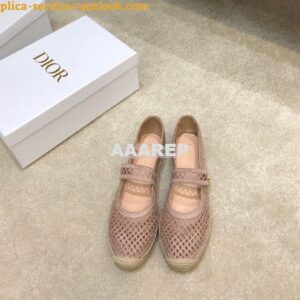 Replica Dior Caro Espadrille Ballerina Flat Nude Mesh Embroidery KCB67