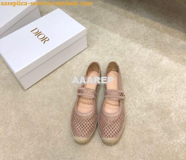 Replica Dior Caro Espadrille Ballerina Flat Nude Mesh Embroidery KCB67 3