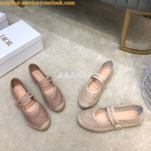 Replica Dior Caro Espadrille Ballerina Flat Nude Mesh Embroidery KCB67 2