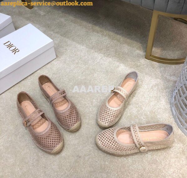 Replica Dior Caro Espadrille Ballerina Flat Nude Mesh Embroidery KCB67 4