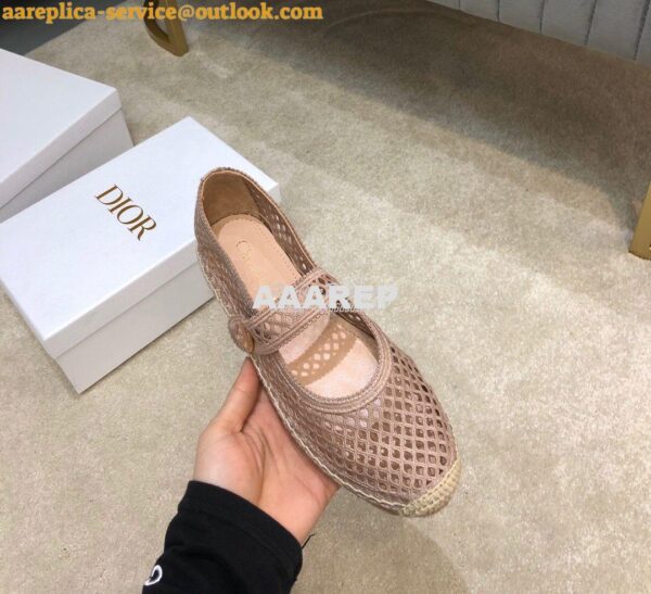 Replica Dior Caro Espadrille Ballerina Flat Nude Mesh Embroidery KCB67 5