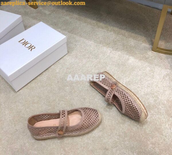 Replica Dior Caro Espadrille Ballerina Flat Nude Mesh Embroidery KCB67 6