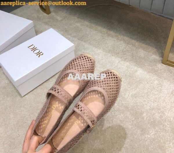 Replica Dior Caro Espadrille Ballerina Flat Nude Mesh Embroidery KCB67 7