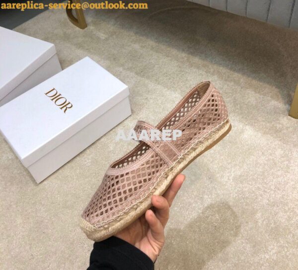 Replica Dior Caro Espadrille Ballerina Flat Nude Mesh Embroidery KCB67 9