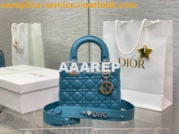 Replica Dior My ABCdior Lady Dior Bag M0538 Azure Blue Cannage Lambski 3