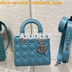 Replica Dior My ABCdior Lady Dior Bag M0538 Azure Blue Cannage Lambski 2