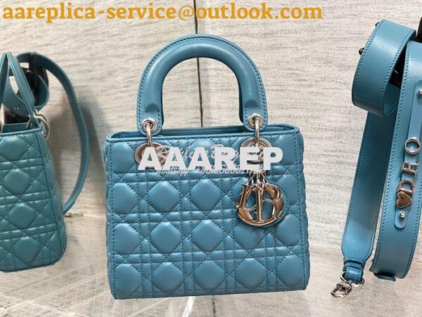 Replica Dior My ABCdior Lady Dior Bag M0538 Azure Blue Cannage Lambski 5